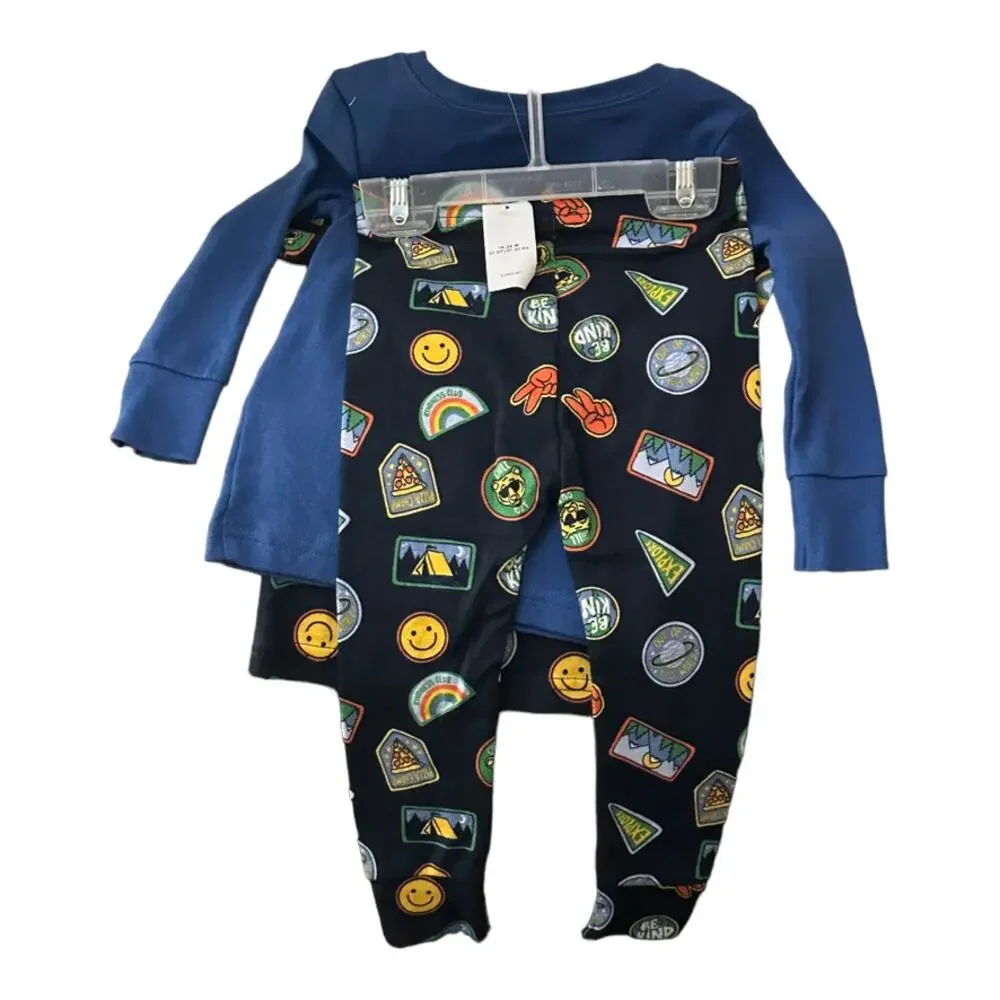 Old Navy 3-Piece Graphic Adventure Is Calling Pajama Set Blue 18-24 Months New
